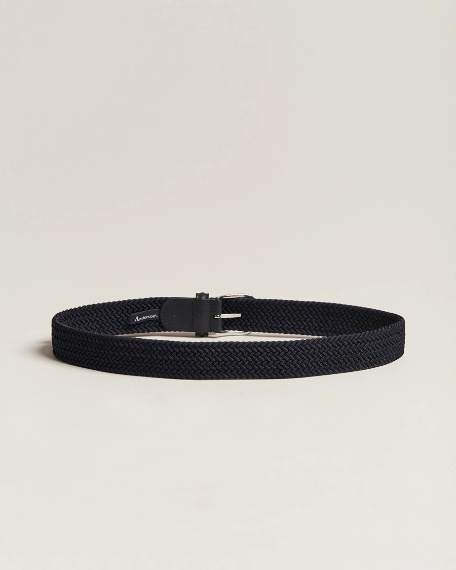 Herren | Accessoires | Anderson's | Stretch Woven 3,5 cm Belt Navy