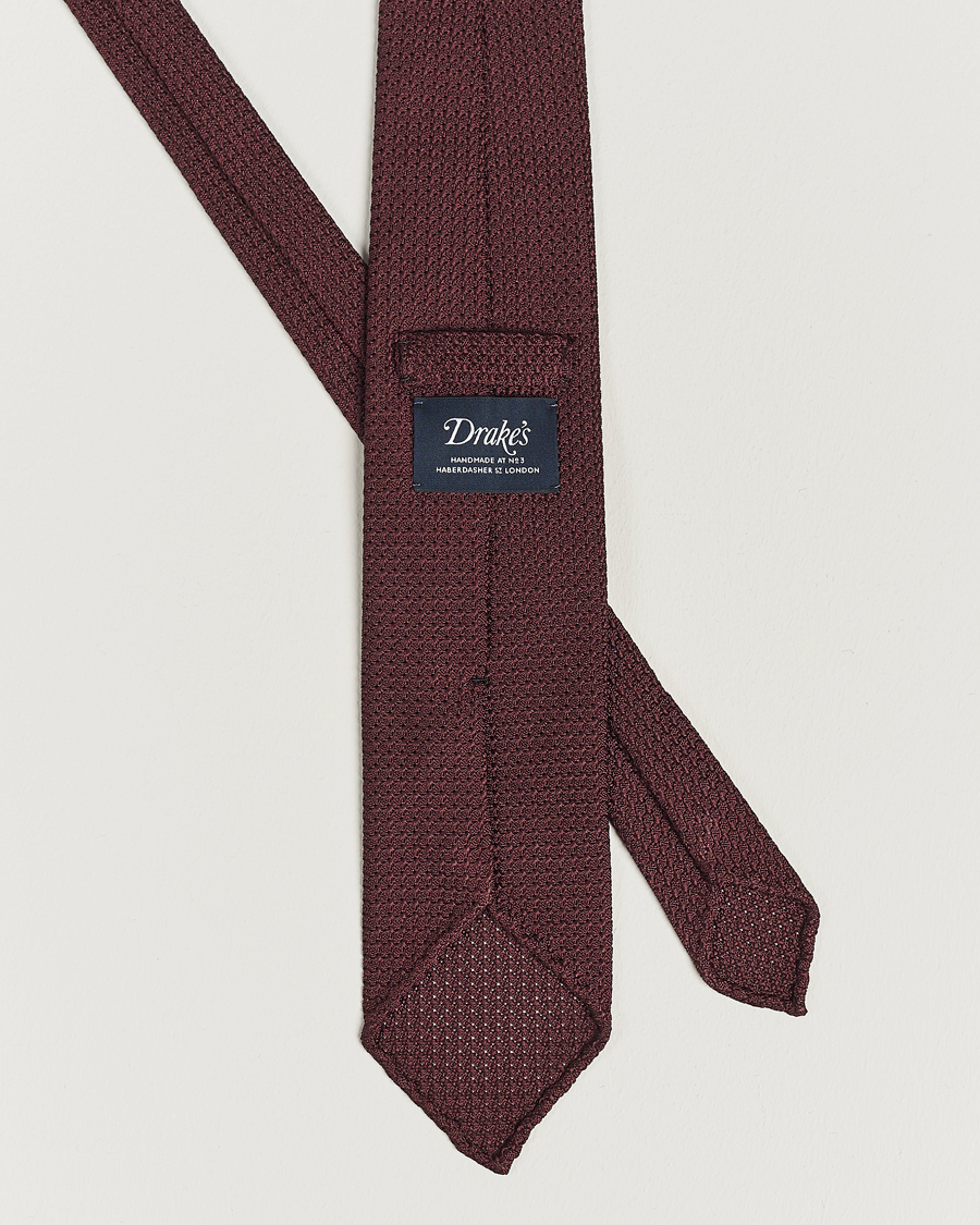 Herren | Preppy Authentic | Drake's | Silk Grenadine Handrolled 8 cm Tie Wine Red