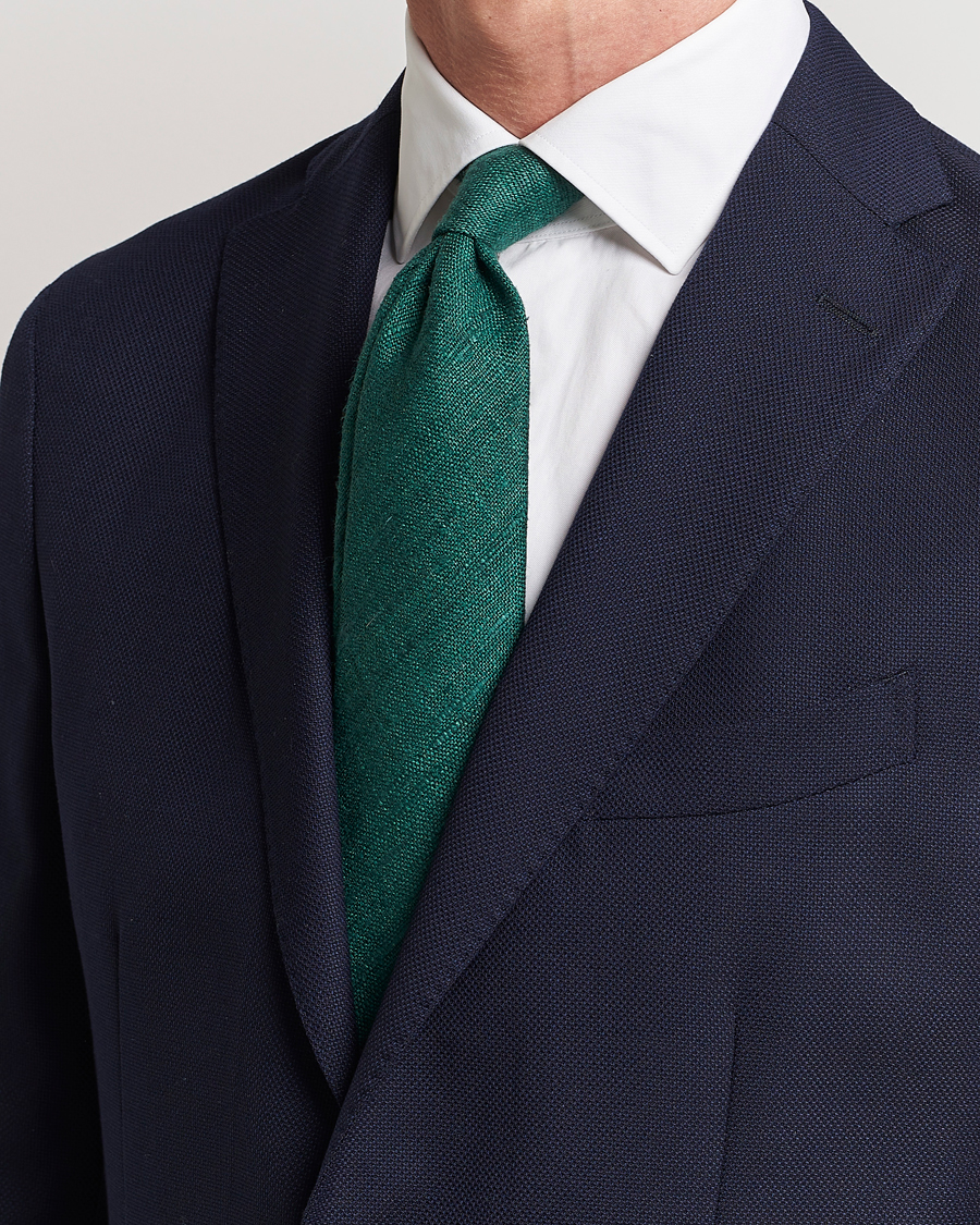 Herren | Accessoires | Drake\'s | Tussah Silk Handrolled 8 cm Tie Green