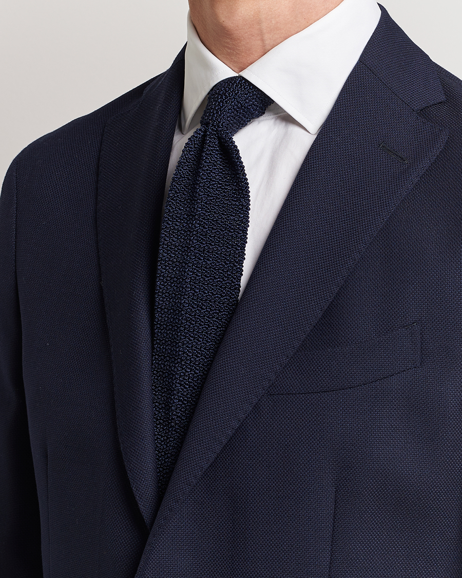 Herren | Accessoires | Drake\'s | Knitted Silk 6.5 cm Tie Navy