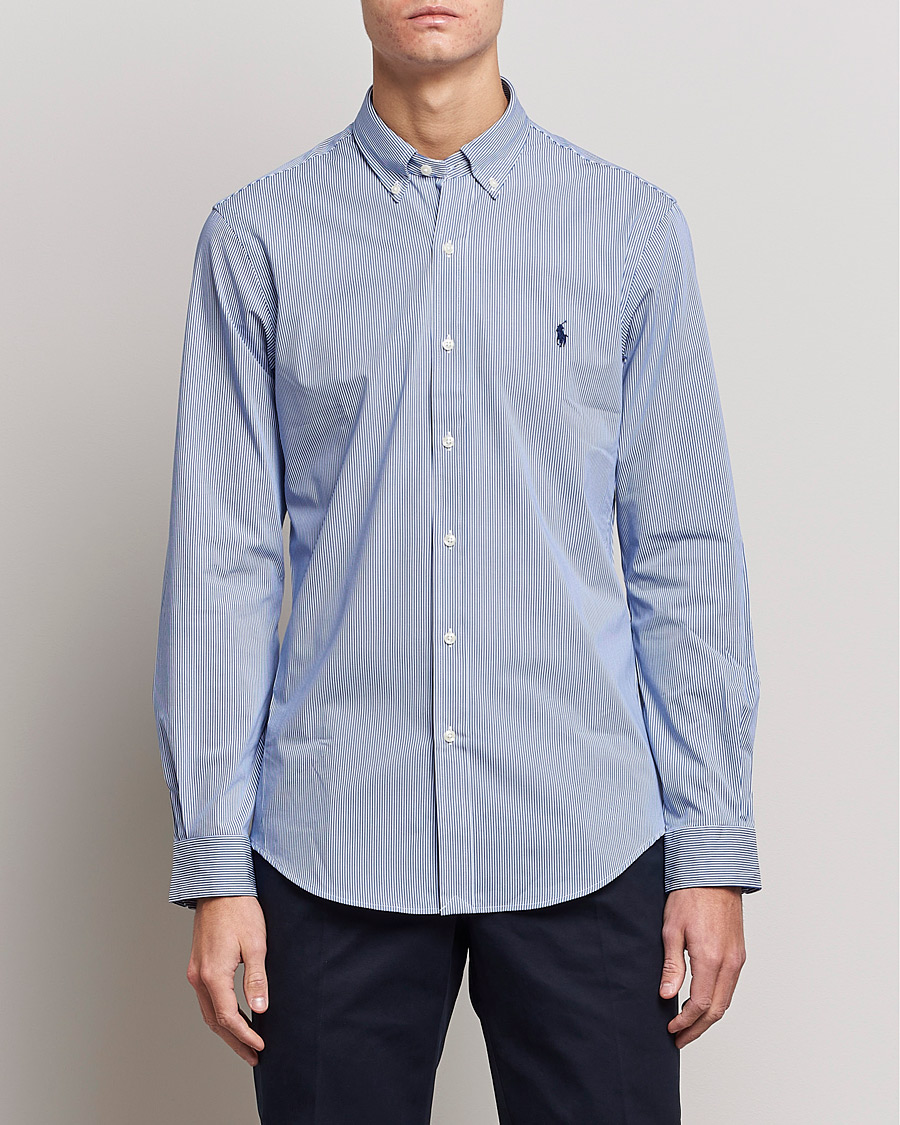 Herren | World of Ralph Lauren | Polo Ralph Lauren | Slim Fit Thin Stripe Poplin Shirt Blue/White