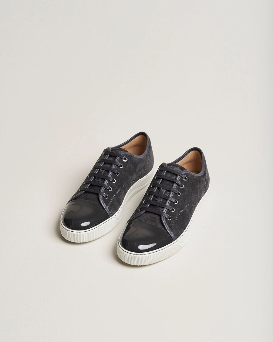 Herr | Skor | Lanvin | Patent Cap Toe Sneaker Dark Grey