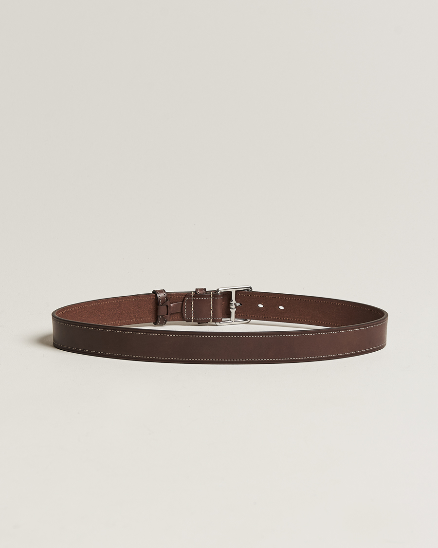 Herren | Dresscode Hochzeit | Anderson\'s | Bridle Stiched 3,5 cm Leather Belt Brown