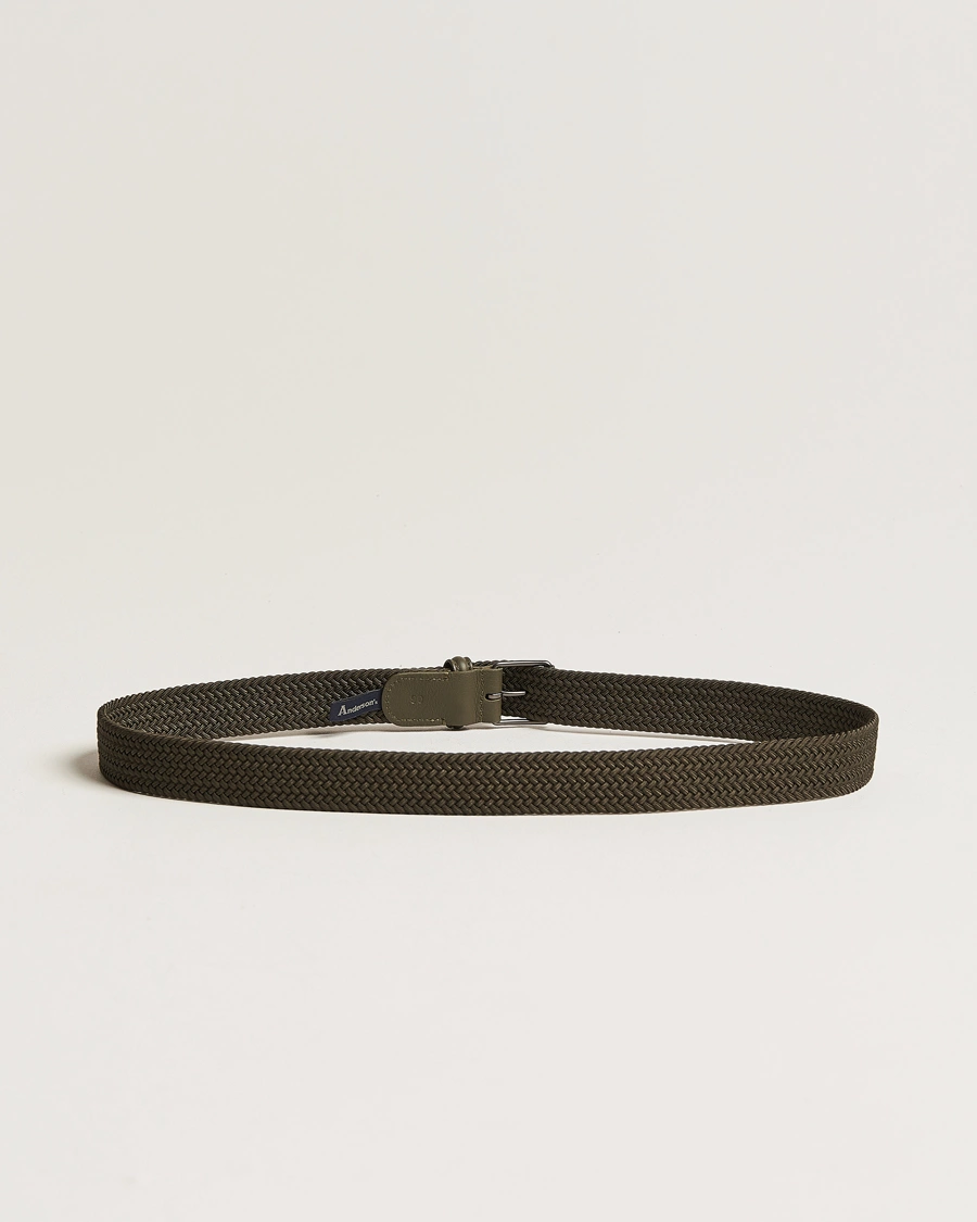 Herren | Anderson's | Anderson\'s | Elastic Woven 3 cm Belt Military Green