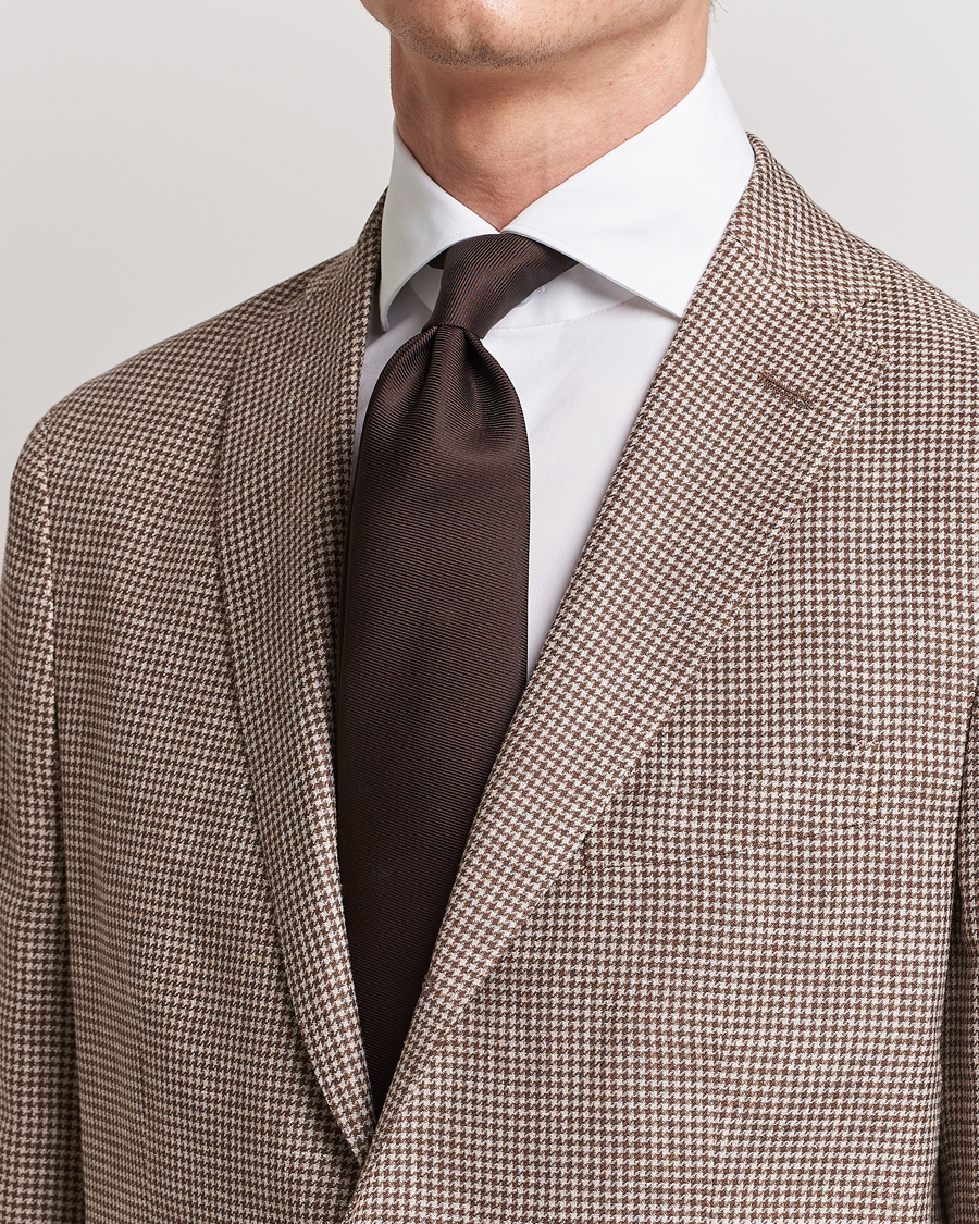 Herren | Accessoires | Drake\'s | Handrolled Woven Silk 8 cm Tie Brown