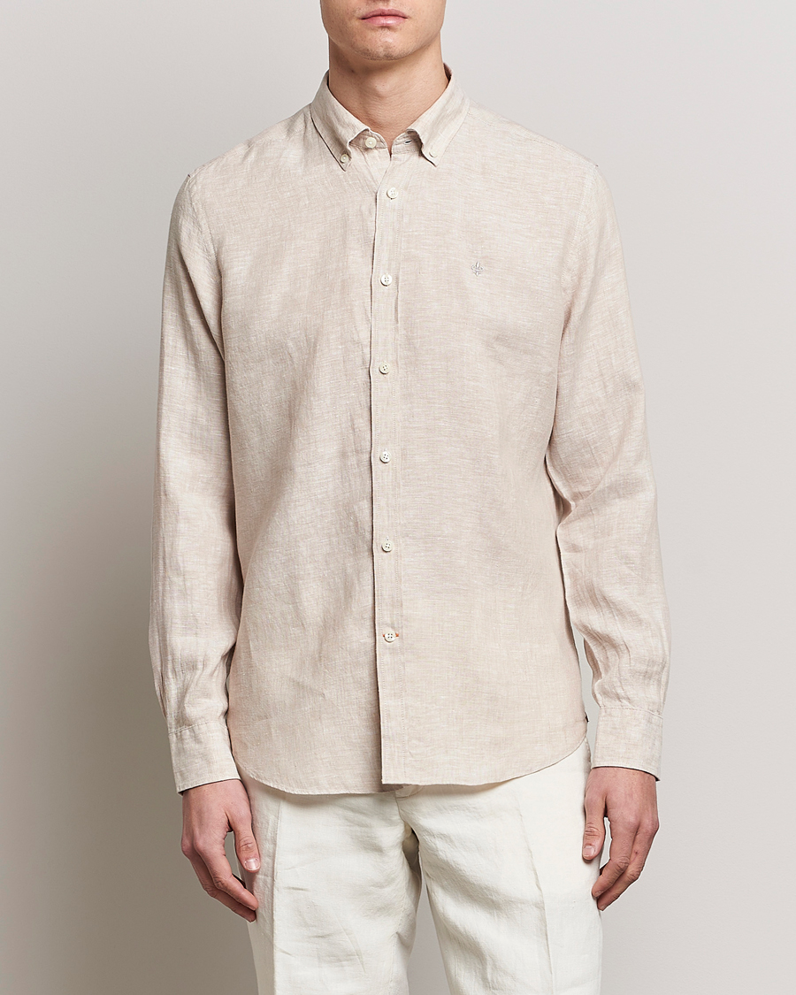 Herren | The Linen Lifestyle | Morris | Douglas Linen Button Down Shirt Khaki