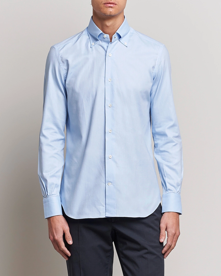 Herren | Formal Wear | Mazzarelli | Soft Oxford Button Down Shirt Light Blue