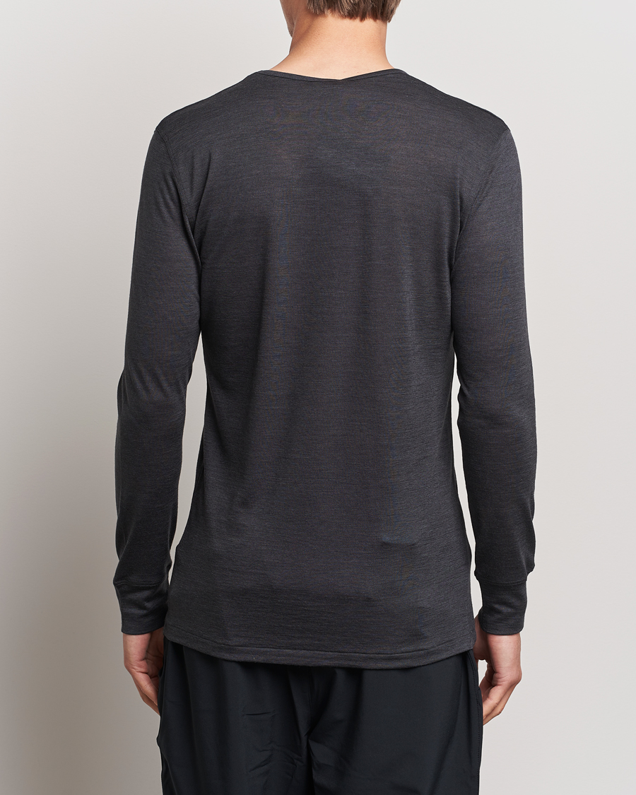 Herren | Langarm T-Shirt | Zimmerli of Switzerland | Wool/Silk Long Sleeve T-Shirt Charcoal