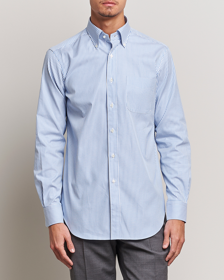 Herren |  | Kamakura Shirts | Slim Fit Oxford BD Shirt Blue Bengal Stripe