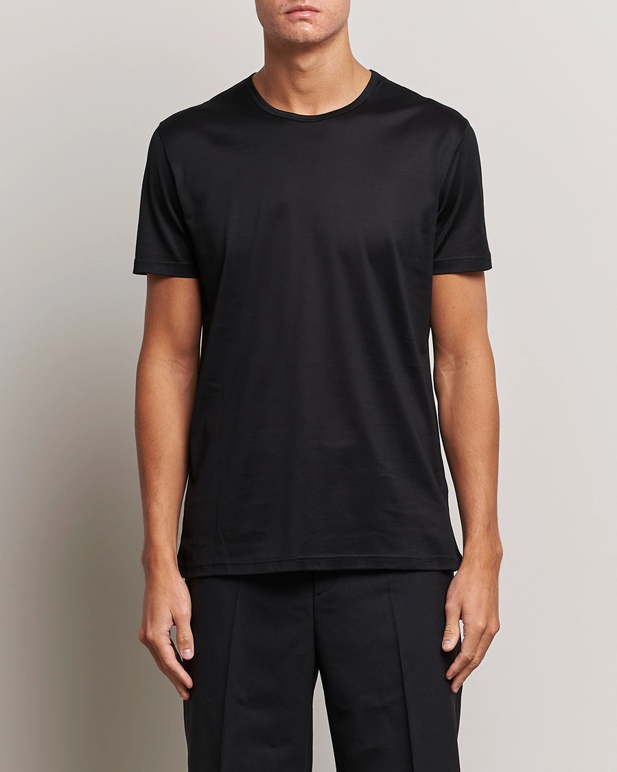 Herr | Luxury Brands | Zegna | Filoscozia Pure Cotton Round Neck T-Shirt Black