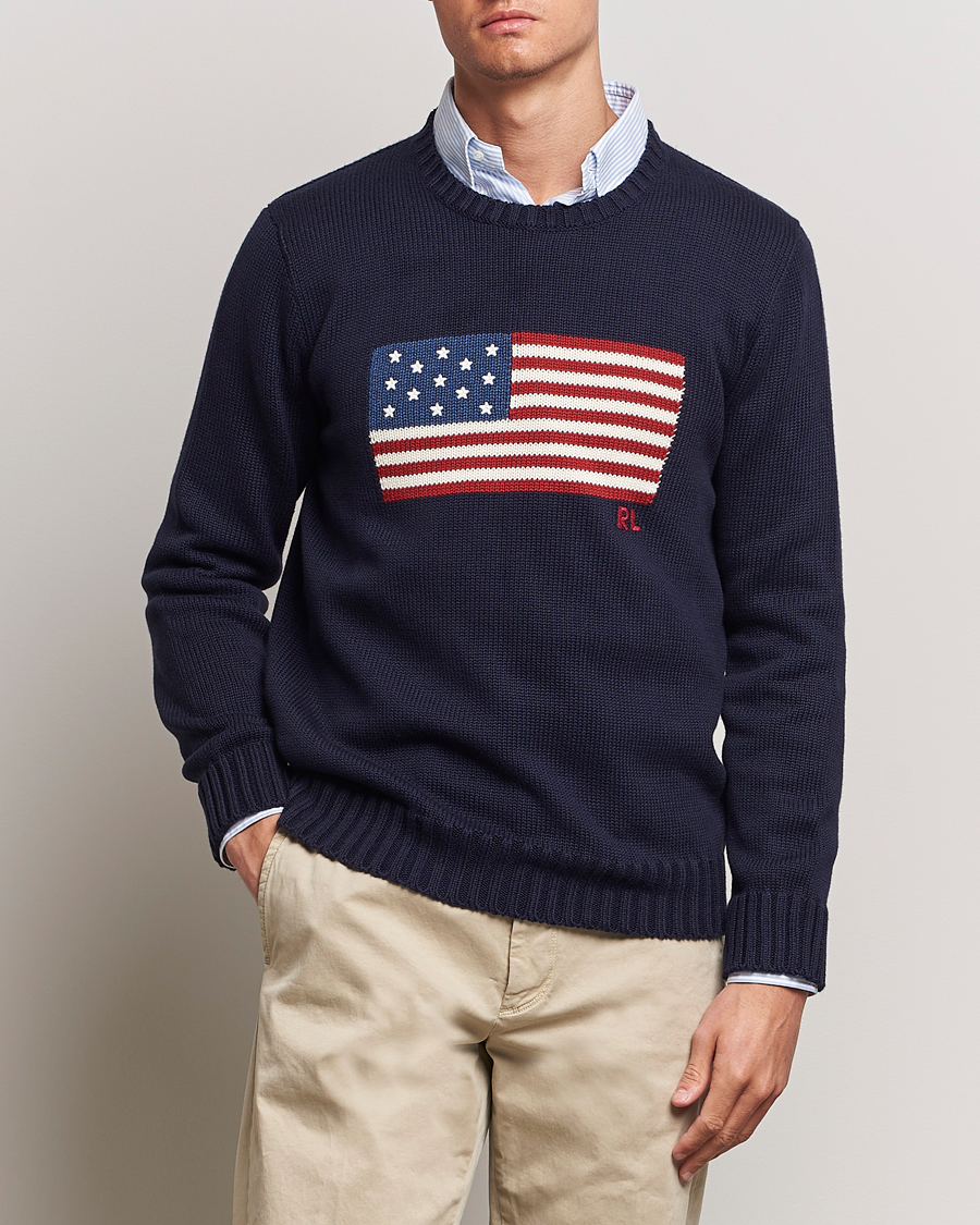 Herren | Only Polo | Polo Ralph Lauren | Cotton Knitted Flag Sweater Hunter Navy