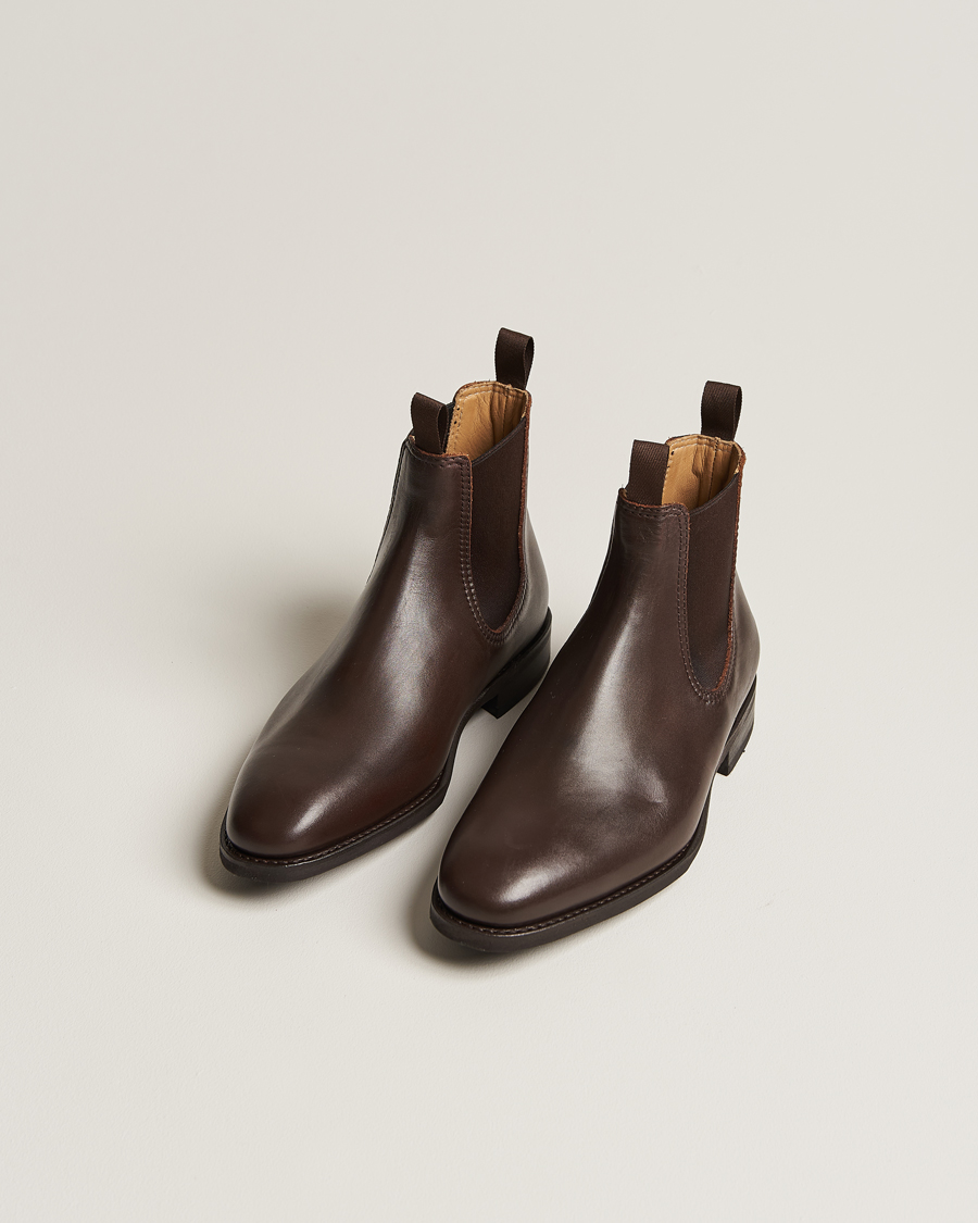 Herren | Handgefertigte Schuhe | Myrqvist | Granhult Chelsea Boot Dark Brown Calf