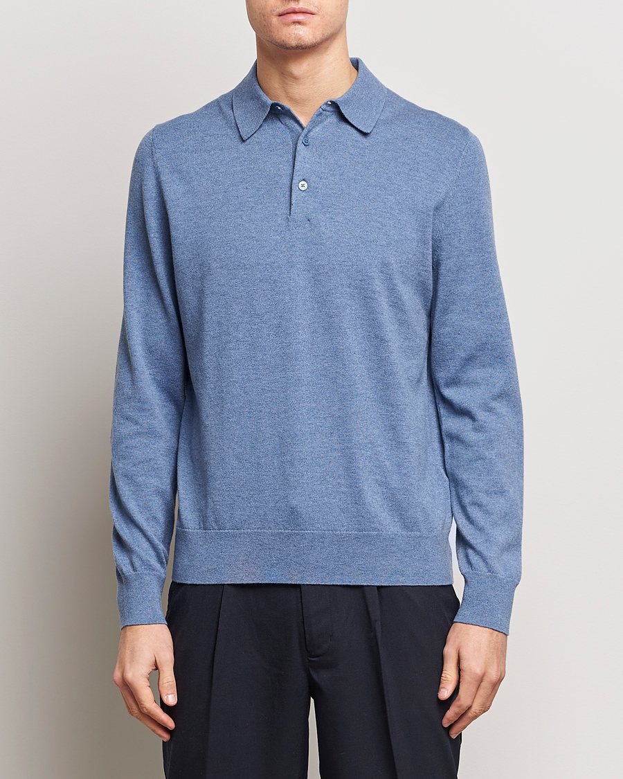 Herren |  | Filippa K | Knitted Polo Shirt Paris Blue