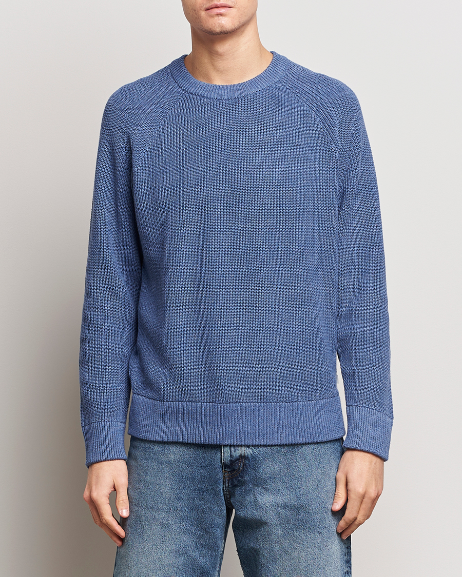 Herren | NN07 | NN07 | Jacobo Cotton Crewneck Sweater Gray Blue