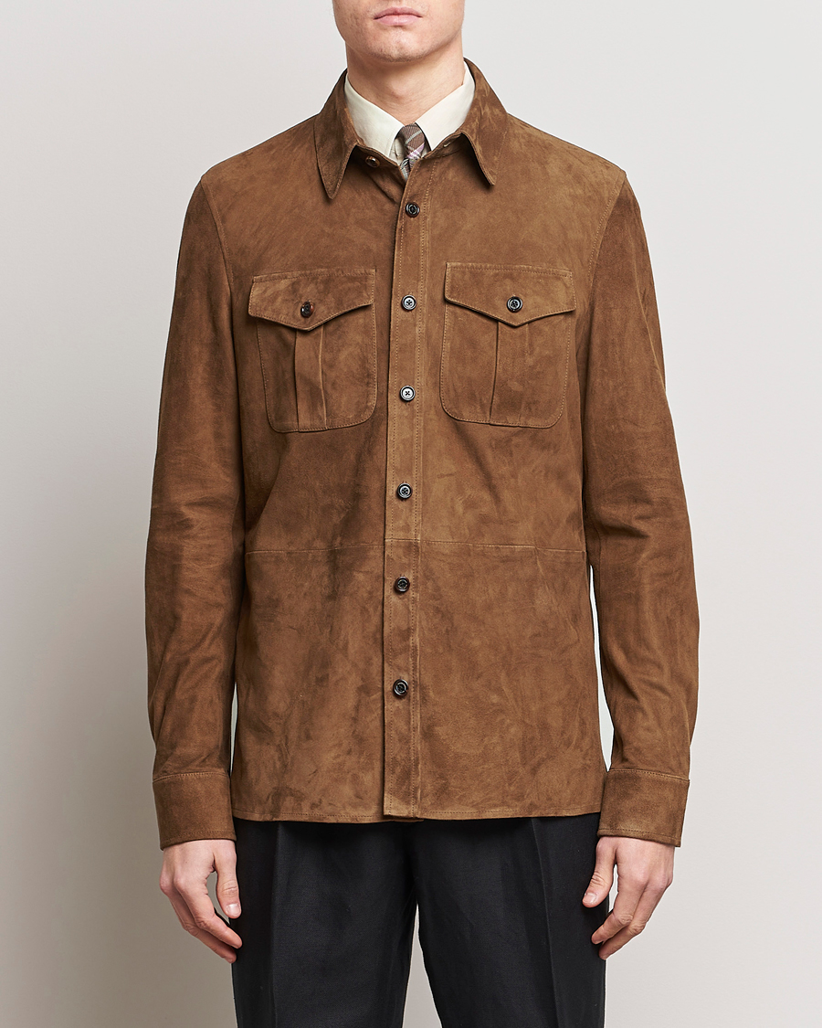 Herren | Kleidung | Ralph Lauren Purple Label | Suede Shirt Jacket Dark Brown