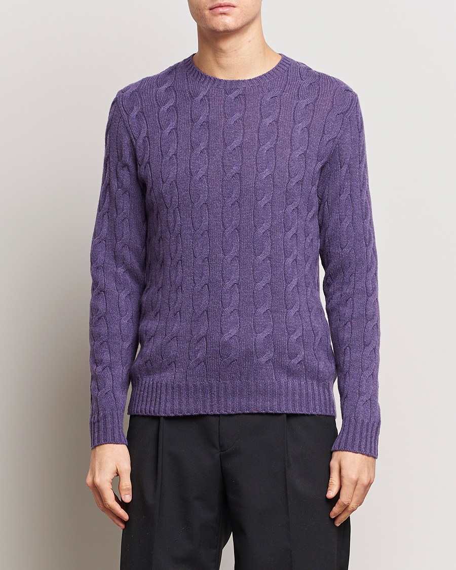 Herren | Kleidung | Ralph Lauren Purple Label | Cashmere Cable Sweater Purple Melange