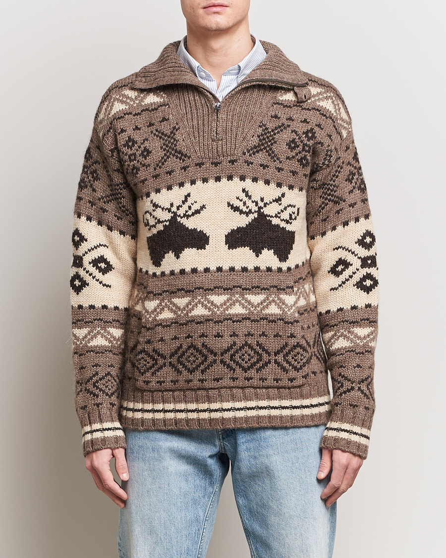 Herren |  | Polo Ralph Lauren | Wool Knitted Half-Zip Sweater Medium Brown