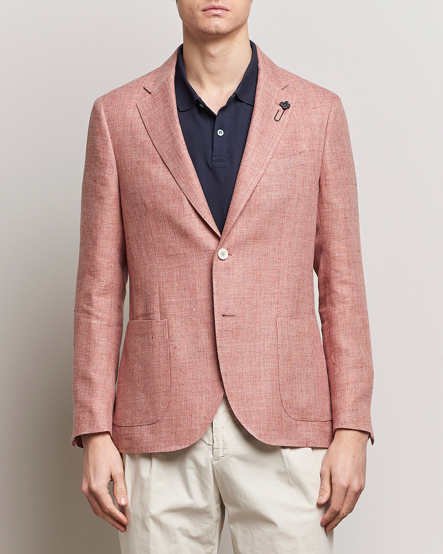 Herren |  | Lardini | Wool/Linen Patch Pocket Blazer Soft Red