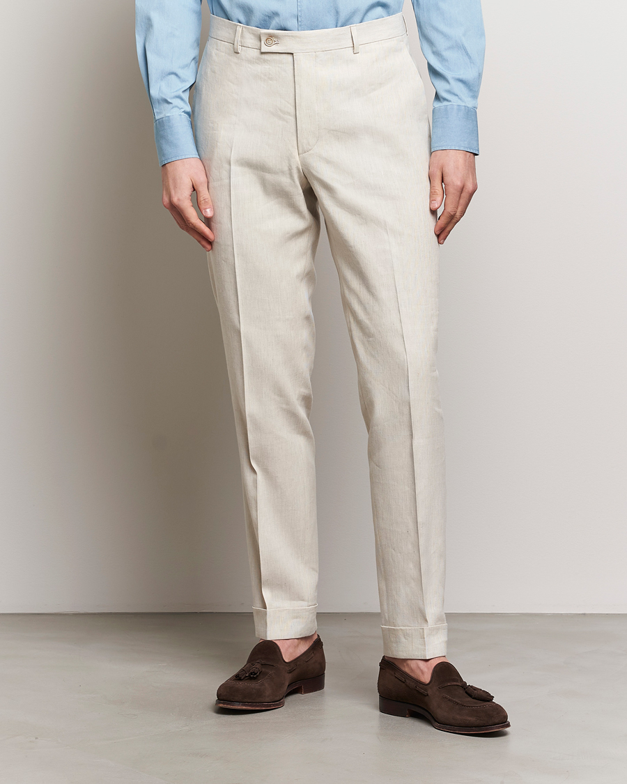 Herren | Morris | Morris Heritage | Jack Summer Linen Trousers Beige