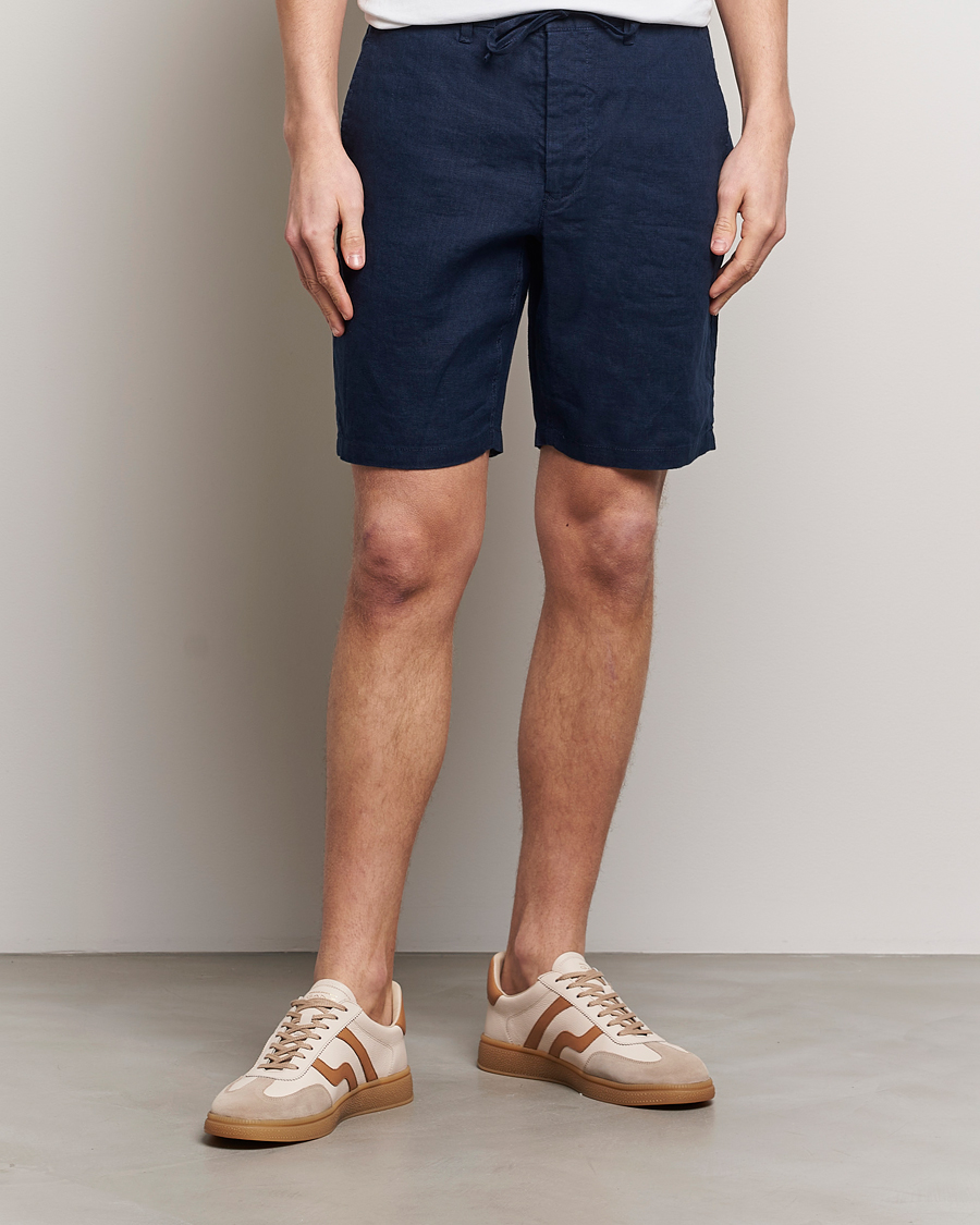 Herren | The Linen Lifestyle | GANT | Relaxed Linen Drawstring Shorts Marine