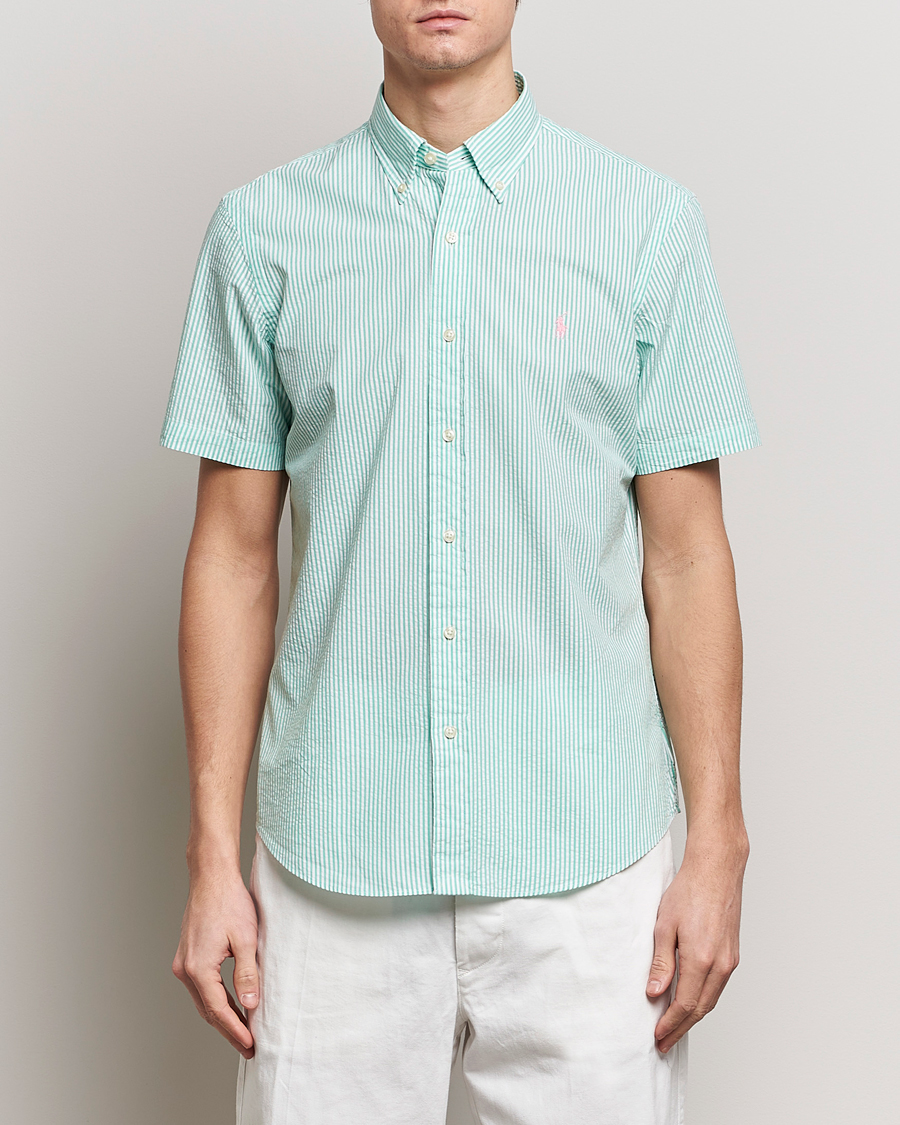 Herren | Preppy Authentic | Polo Ralph Lauren | Seersucker Short Sleeve Striped Shirt Green/White