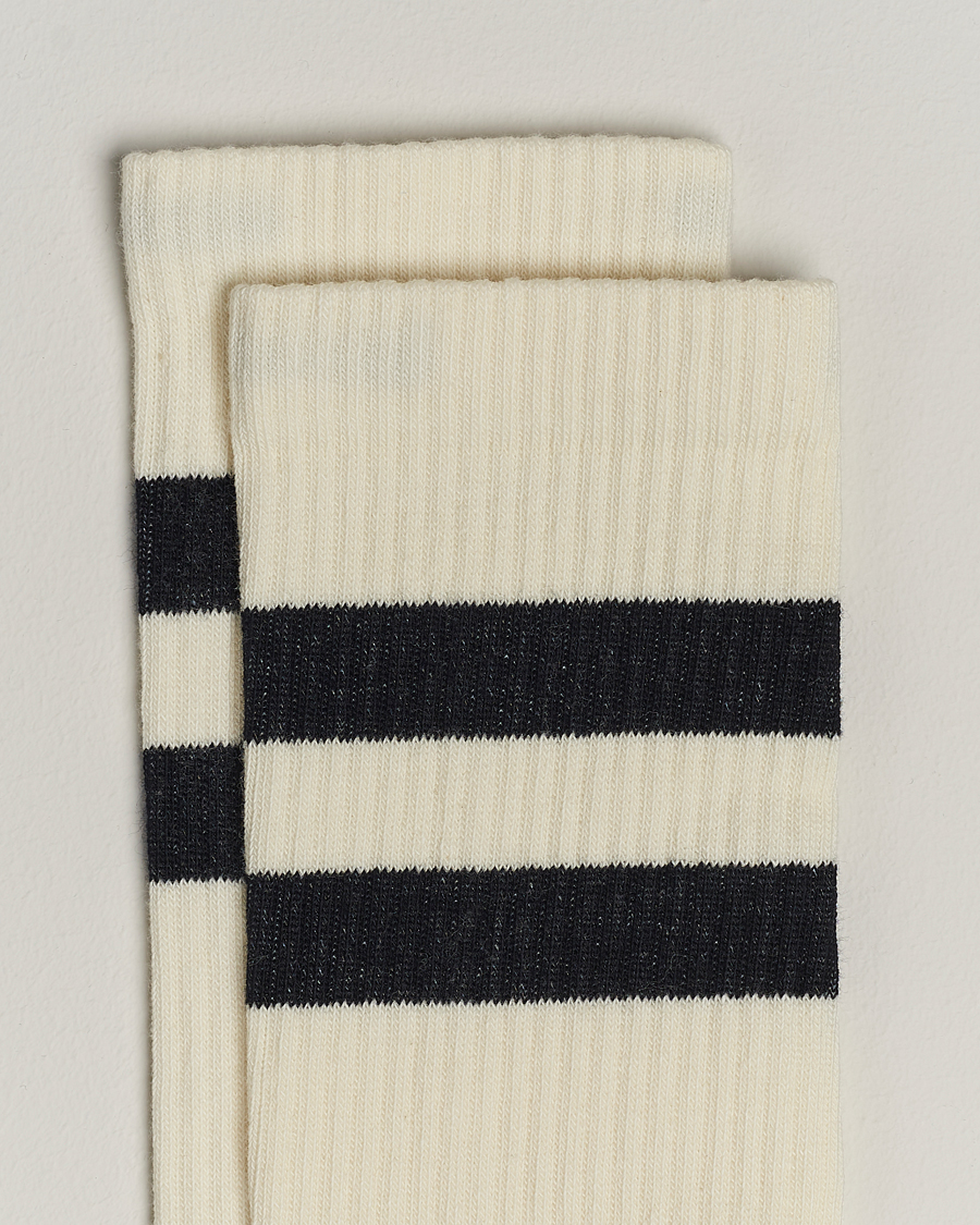 Herren | Socken | Sweyd | Two Stripe Cotton Socks White/Black