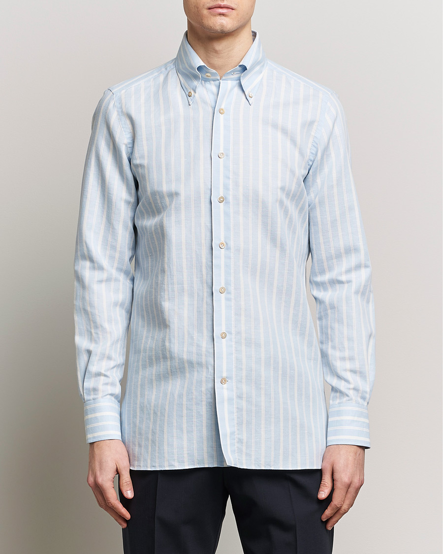 Herr | Luxury Brands | 100Hands | Cotton Striped Shirt Light Blue
