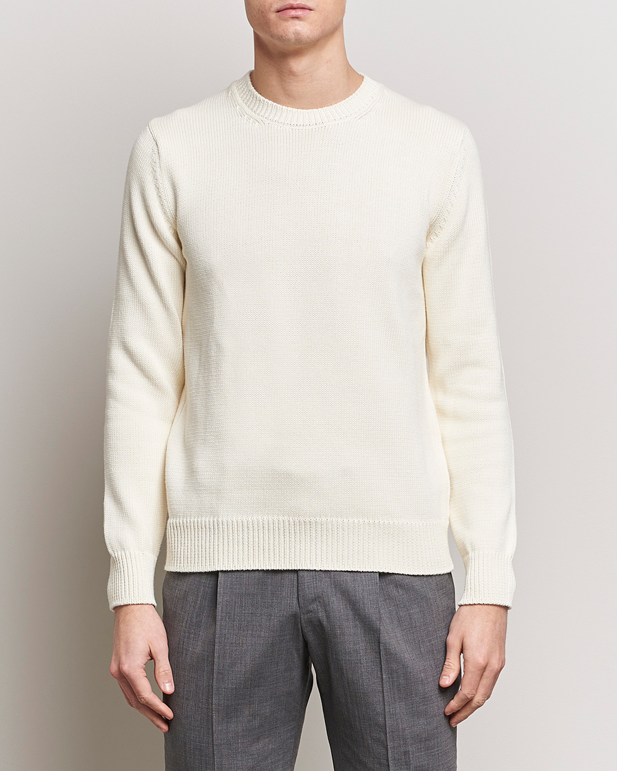 Herren | Slowear | Zanone | Soft Cotton Crewneck Sweater Off White