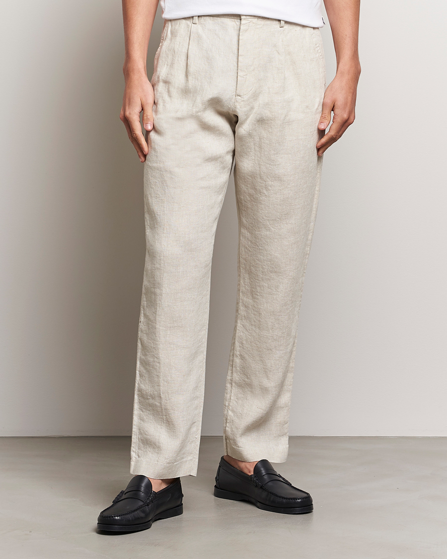 Herren | Kleidung | NN07 | Bill Pleated Linen Trousers Oat