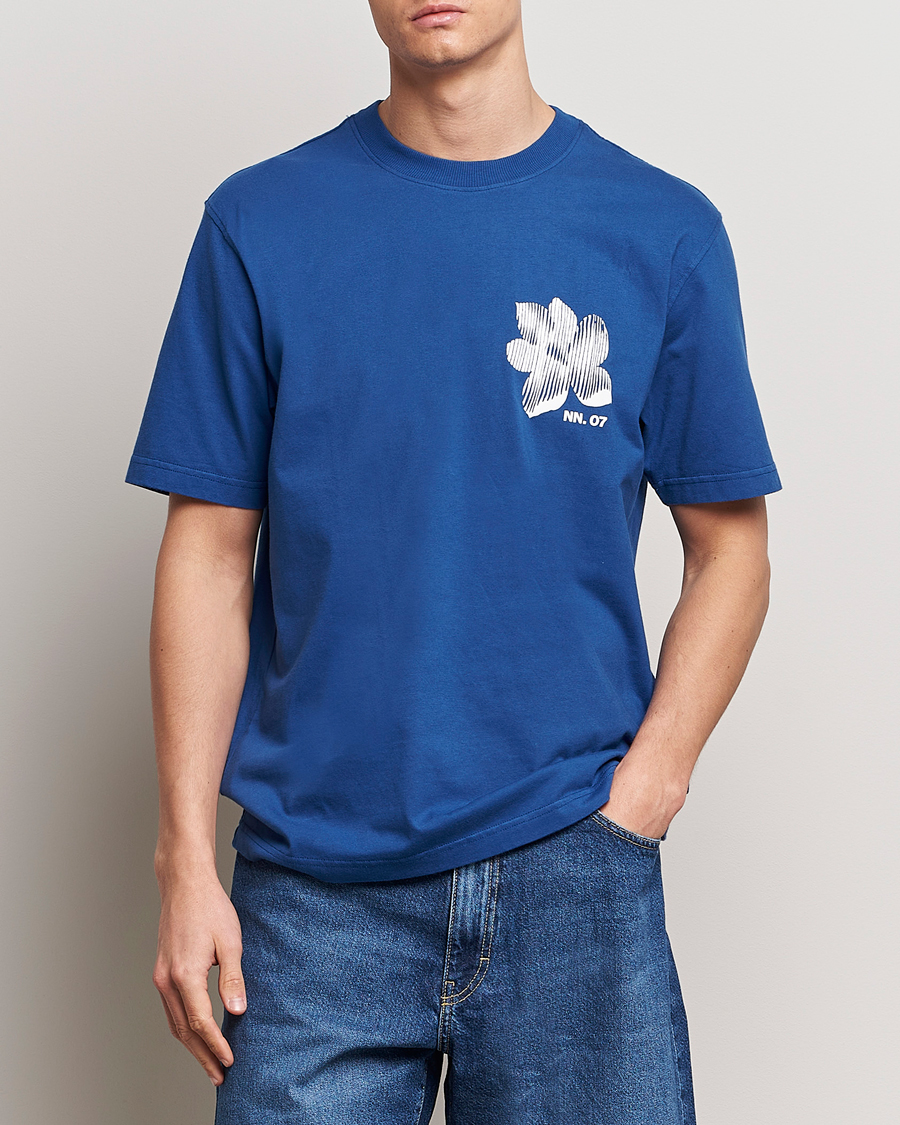 Herren | Kleidung | NN07 | Adam Printed Crew Neck T-Shirt Blue Quartz