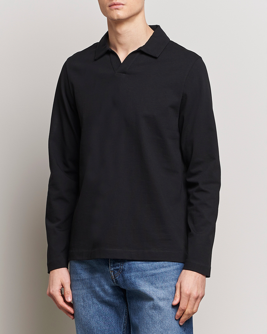 Herren | Kleidung | A Day\'s March | Branford Long Sleeve Polo Black