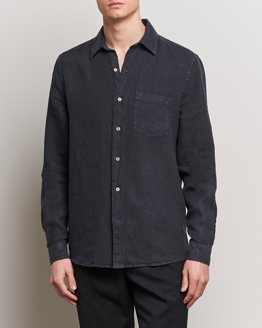 Herren | A Day's March | A Day's March | Abu Linen Shirt Off Black