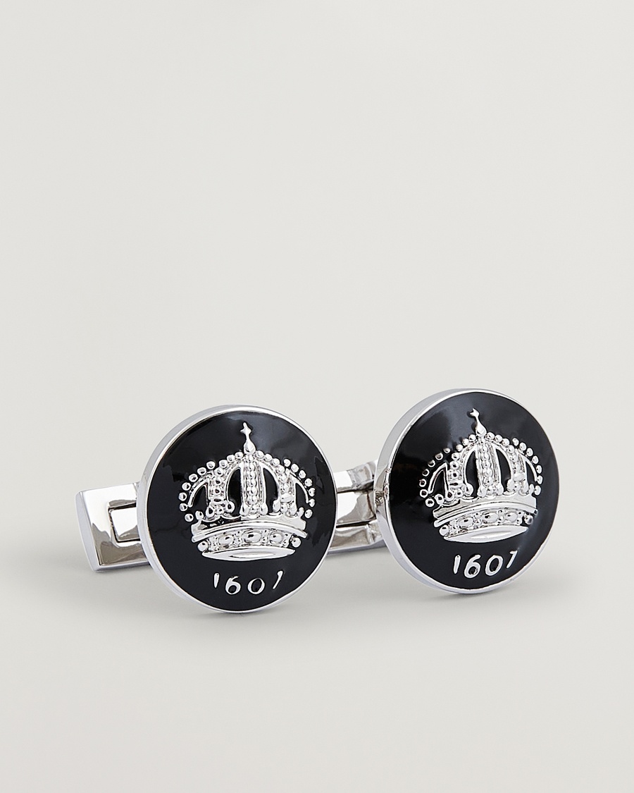 Herren | Black Tie | Skultuna | Cuff Links The Crown Silver/Baroque Black