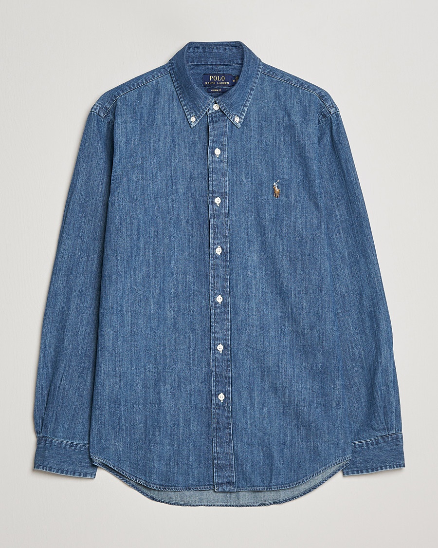 Polo Ralph Lauren Custom Fit Shirt Denim Dark Wash – Blau