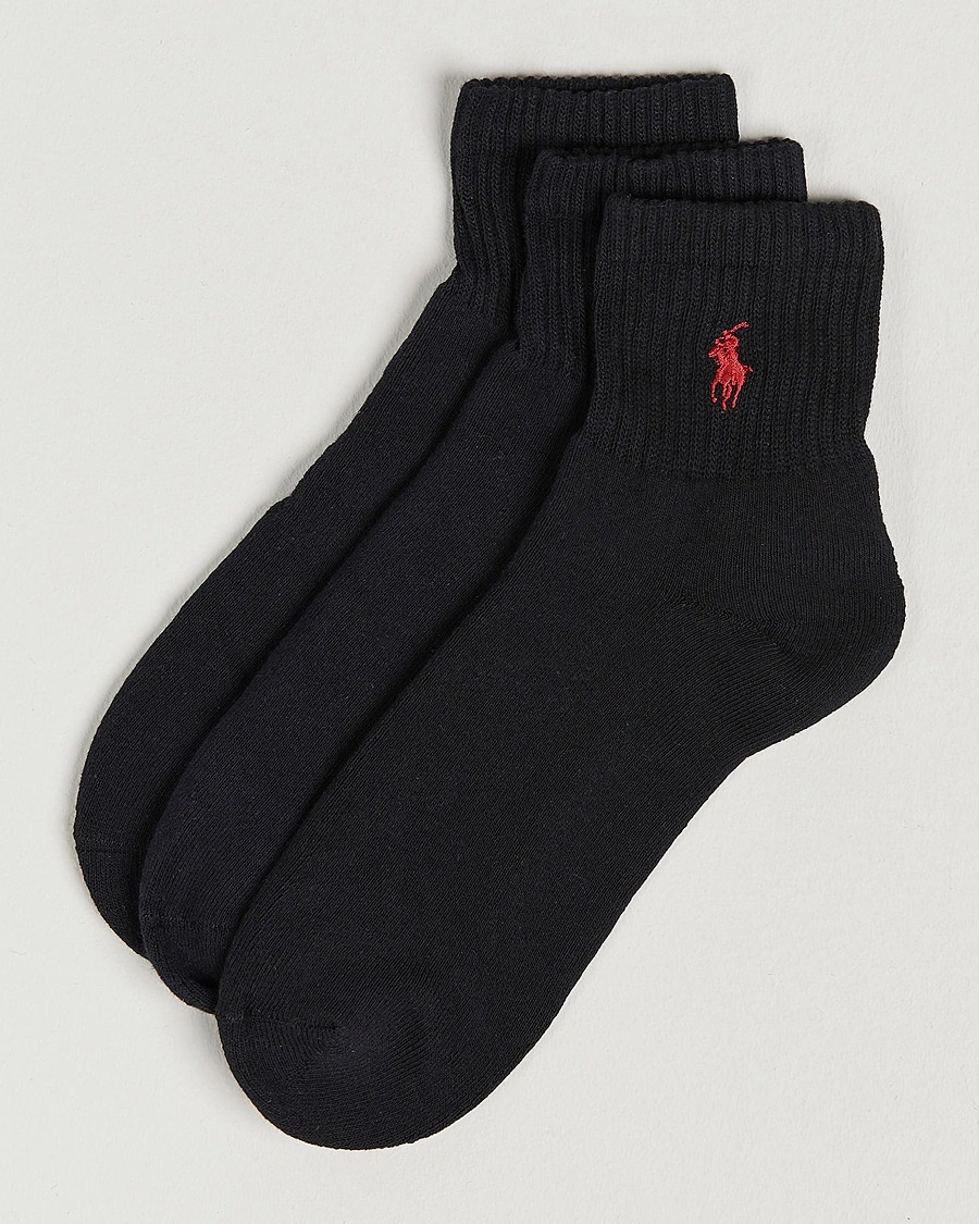Polo Ralph Lauren 3-Pack Sport Quarter Socks Black – Schwarz