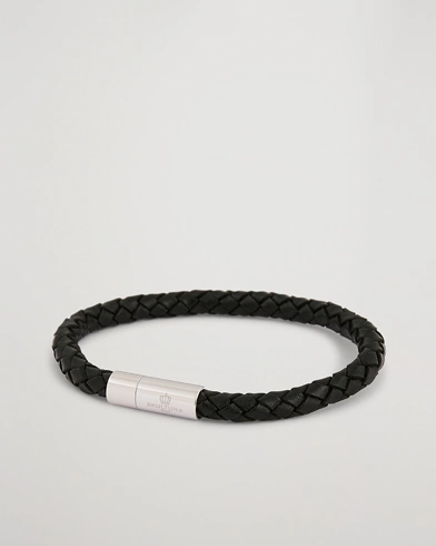 Herren | Armbänder | Skultuna | One Row Leather Bracelet Black Steel
