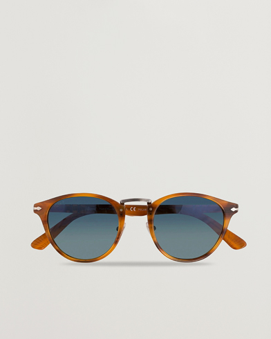 Herren | Runde Sonnenbrillen | Persol | 0PO3108S Polarized Sunglasses Striped Brown/Gradient Blue