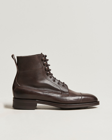 Herren | Handgefertigte Schuhe | Edward Green | Galway Grained Boot Dark Brown Utah Calf