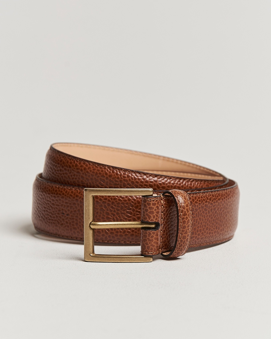 Crockett & Jones Belt 3,5 cm Tan Grained Calf – Braun