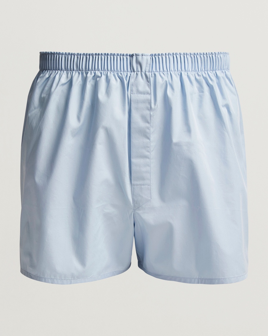 Sunspel Classic Woven Cotton Boxer Shorts Plain Blue – Blau