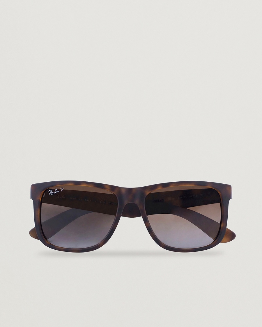Herren | Gebogene Sonnenbrillen | Ray-Ban | 0RB4165 Justin Polarized Wayfarer Sunglasses Havana/Brown