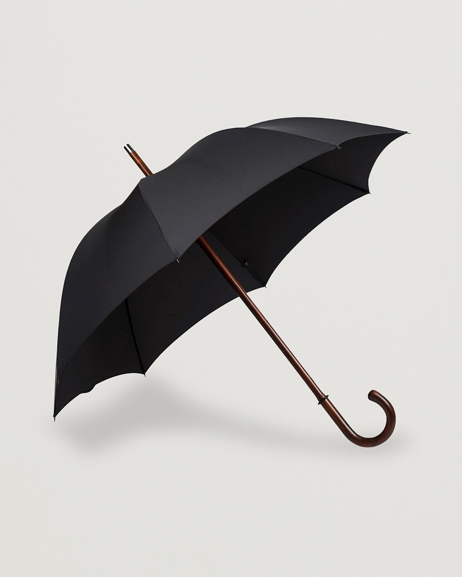 Fox Umbrellas Polished Cherrywood Solid Umbrella Black – Schwarz