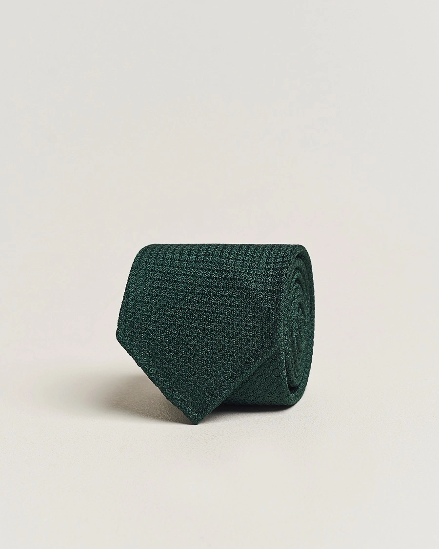 Herren | Cocktail | Drake's | Large Knot Handrolled Grenadine Silk Tie Green