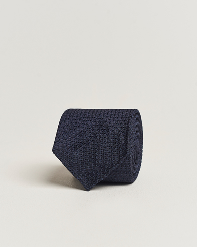 Krawatte |  Silk Grenadine Handrolled 8 cm Tie Navy