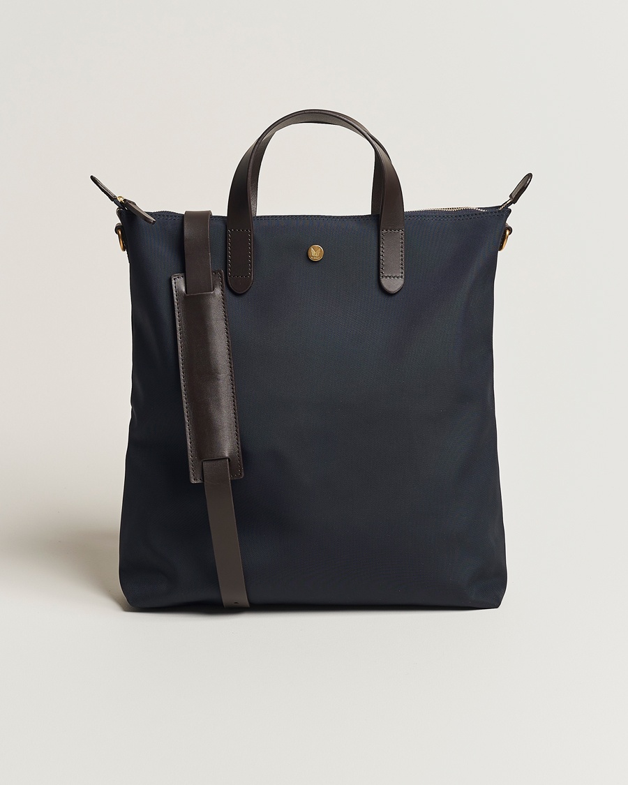 Mismo M/S Canvas Shopper Navy/Dark Brown – Blau