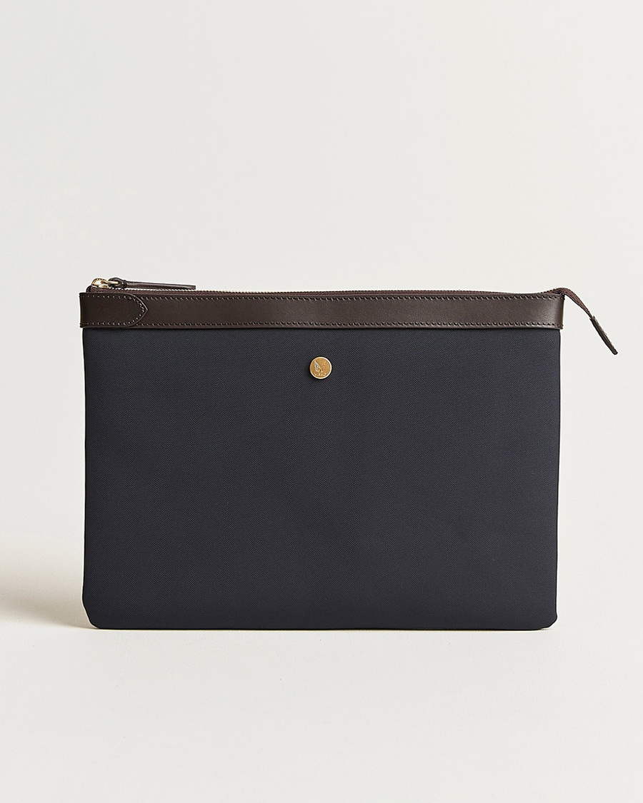 Mismo M/S Nylon Pouch Large Navy/Dark Brown – Blau