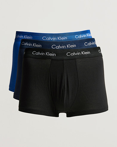 Herren | Calvin Klein | Calvin Klein | Cotton Stretch Low Rise Trunk 3-pack Blue/Black/Cobolt