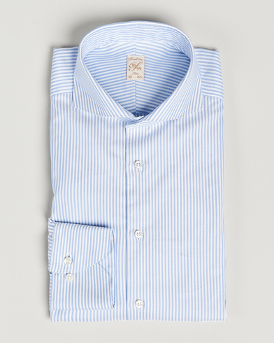 Herren |  | Stenströms | 1899 Slimline Supima Cotton Striped Shirt White/Blue