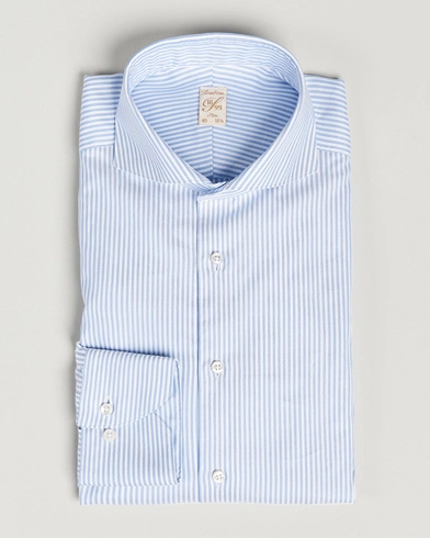 Herren | Stenströms | Stenströms | 1899 Slimline Supima Cotton Striped Shirt White/Blue