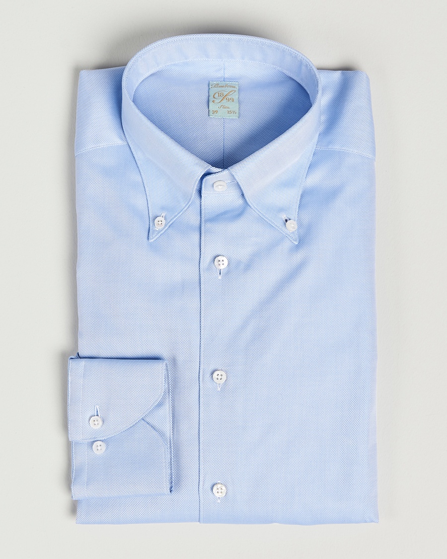 Herren | Formelle Hemden | Stenströms | 1899 Slimline Supima Cotton Structure Shirt Blue